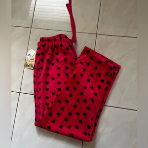 15 North Fleece Red with Black Hearts Lounge Pants